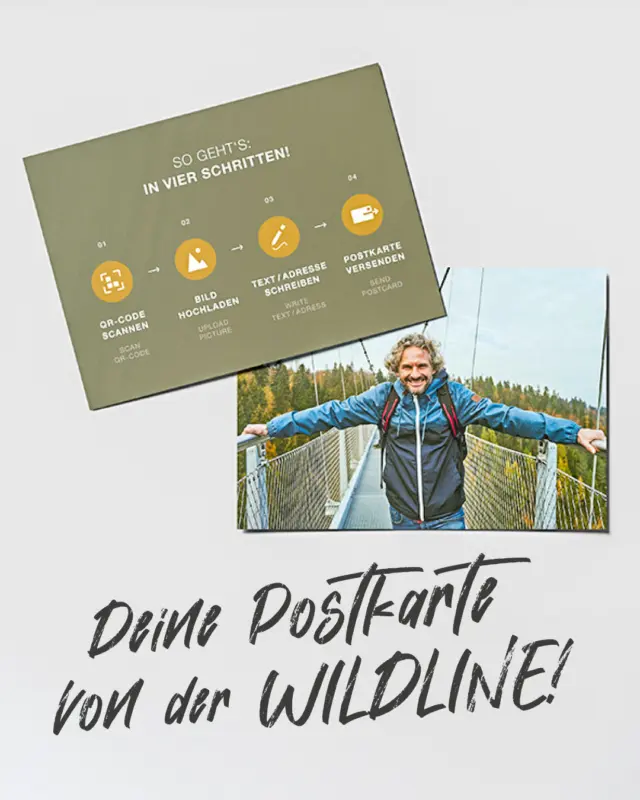 Teile dein WILDLINE-Glücksgefühl jetzt als echte Postkarte mit allen, die du liebst! ✉️✨🌉
Erlebe den Nervenkitzel auf der Hängebrücke, halte deinen Lieblingsmoment fest und schicke ihn per Post direkt aus Bad Wildbad. Einfach QR-Code am Brückenaufgang scannen, Foto hochladen und deine ganz persönliche Ansichtskarte gestalten – für nur 3,49 € pro Karte! 💌😎
Wem würdest du von deinem WILDLINE-Abenteuer berichten? Markiere deine Abenteuer-Fans unten! 🚀
#WILDLINE #Postkarte #Abenteuer #BadWildbad #Erinnerungen #Naturerlebnis