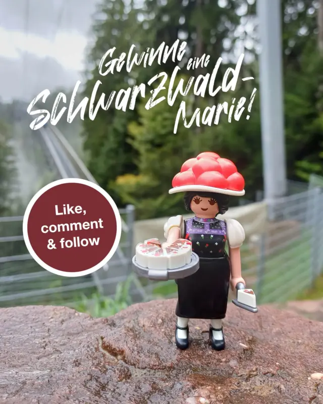 Gewinne die heißbegehrte Schwarzwald Marie und erlebe unvergessliche Momente auf der WILDINE! 🤩🌉

Stell dir vor, du schnappst dir 2x Tickets für unsere atemberaubende Hängebrücke in Bad Wildbad – und das zusammen mit der coolsten Playmobil-Figur der Region! Ob mit Freundeskreis, Familie oder ganz entspannt solo: Das Abenteuer wartet auf dich. 🎟️🌲

Das kannst du gewinnen:
Platz 1: 2x Tickets für die WILDLINE + 1 Schwarzwald Marie Playmobilfigur
Platz 2: 1x Ticket für die WILDLINE + 1 Schwarzwald Marie Playmobilfigur
Platz 3: 1 Schwarzwald Marie Playmobilfigur

So machst du mit:
1.) Beitrag liken
2.) WILDLINE folgen
3.) In den Kommentaren verraten, wer sich mit dir über die Schwarzwald Marie freuen würde

Nicht verpassen: Das Gewinnspiel endet am 07.09.2025 um 23:59 Uhr.🎁

Die Gewinnspielbedingungen findest du hier: https://wildline.de/gewinnspiel-teilnahmebedingungen-marie/

#WILDLINE #BadWildbad #Schwarzwald #SchwarzwaldMarie #Playmobil #Gewinnspiel #Hängebrücke #Abenteuer