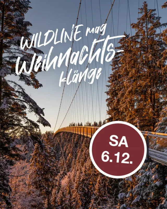 In 3 Tagen ist es so weit: Die WILDLINE wird zum Weihnachtswunderland! ❄️✨ 

Freu dich auf zauberhafte Momente mit der Orchestervereinigung Calmbach, die am Nikolaustag von 15.30 bis 16.30 Uhr live die schönsten Weihnachtsklassiker spielt. Dazu gibt’s duftenden Glühwein, heißen Punsch, süße Überraschungen vom Nikolaus und Lenny Luchs – und natürlich einen atemberaubenden Blick auf die (hoffentlich) verschneite Natur! 

Bereit für ein Abenteuer voller Musik, Magie und Glücksgefühl? Verrate uns, welche Weihnachtsmelodie dich am meisten begeistert! 🎄🎶🤩 

#WILDLINE #Weihnachtszauber #BadWildbad #Hängebrücke #Wintererlebnis #Unvergesslich